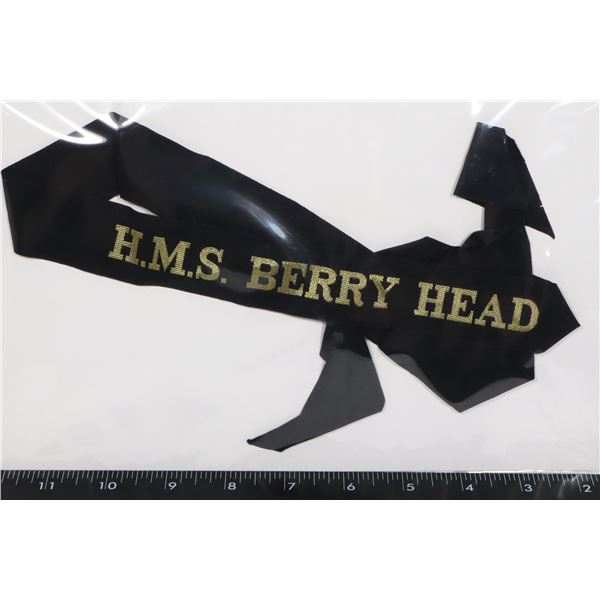 #448 ROYAL BRITISH NAVY CAP TALLY HMS BERRY HEAD