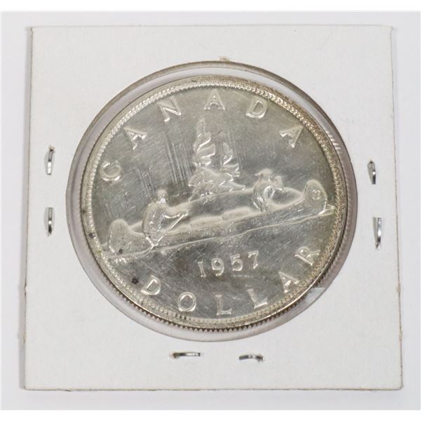 #498 1957 CANADIAN $1 VOYAGEUR SILVER DOLLAR COIN