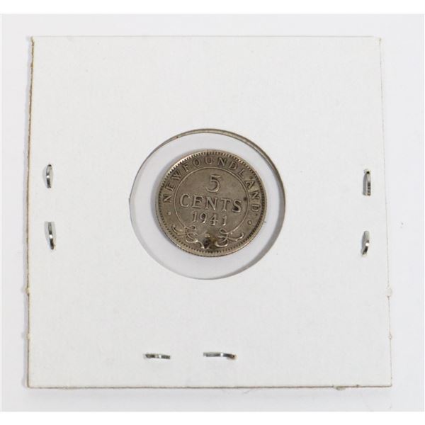 #513 1941 5 CENTS COIN NEWFOUNDLAND SILVER