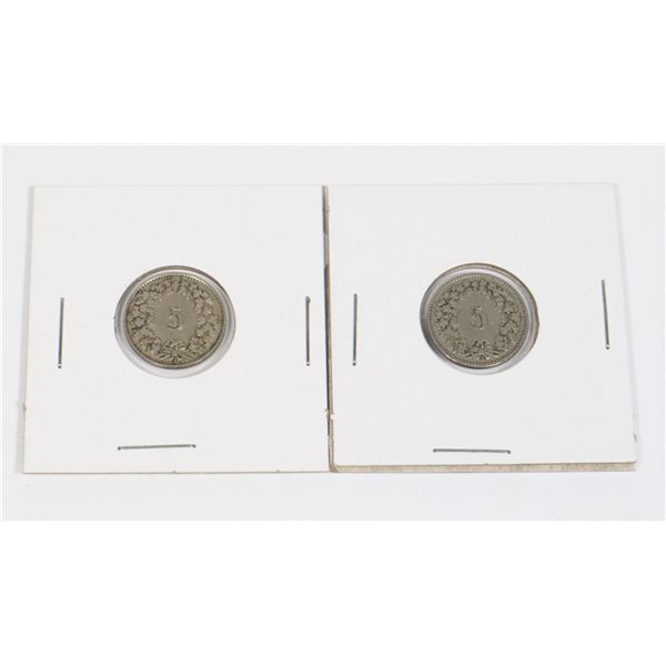 #515 PAIR 1910 1926 SWISS SWITZERLAND 5 RAPPEN