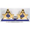 Image 1 : #623 PAIR FREEMASON MASONIC PORCELEN DECANTERS