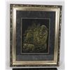 Image 1 : #639 FRAMED LION W/ CUBS PICTURE 1980'S 1990'S