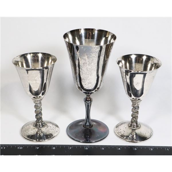 #656 ELECTRO PLATED 3 PIECE CUP SET VINTAGE