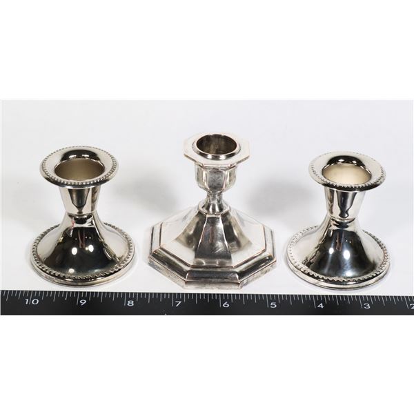 #657 ELECTRO PLATED SET OF 3 CANDLE HOLDERS