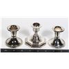 Image 1 : #657 ELECTRO PLATED SET OF 3 CANDLE HOLDERS