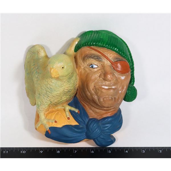 #665 CHALKWARE PIRATE PARROT WALL ART MID 20TH