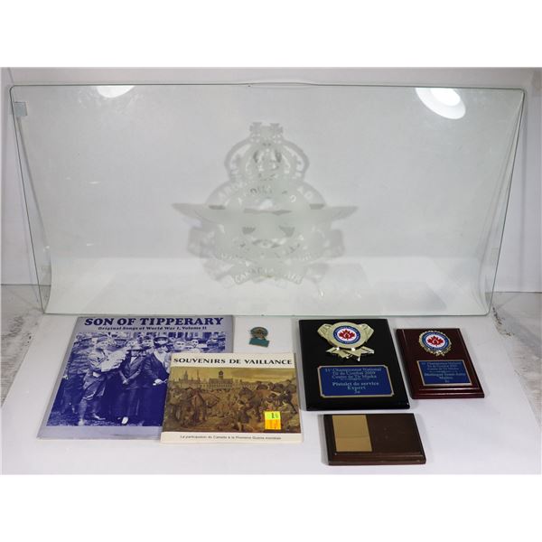 LOT OF MILITARY ASSORTED ITEMS INCLUDES GLASS RCAF