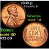 Image 1 : 1945-p Lincoln Cent 1c Grades Gem+ Unc RD