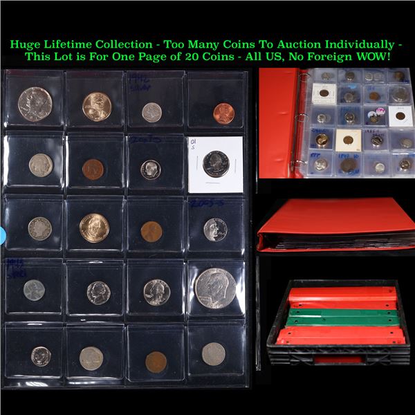 Huge Liifetime Collection - Too Many Coins To Auction Individually - This Lot is For One Page of 20 