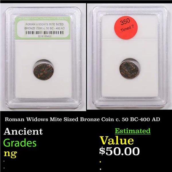 Roman Widows Mite Sized Bronze Coin c. 50 BC-400 AD Graded By INB