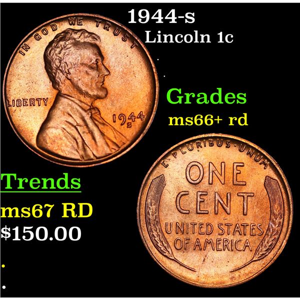 1944-s Lincoln Cent 1c Grades GEM++ RD
