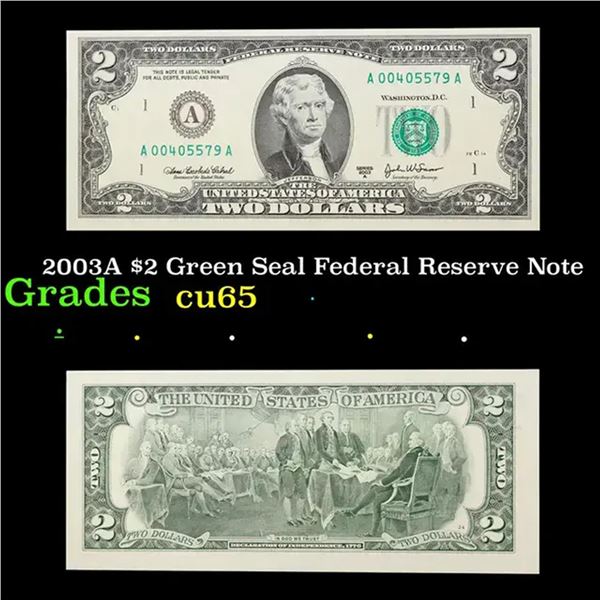 2003A $2 Green Seal Federal Reserve Note Grades Gem CU