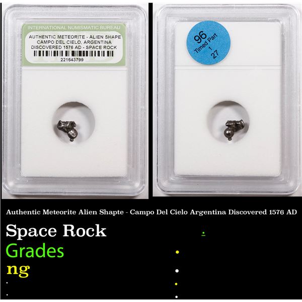 Authentic Meteorite Alien Shapte - Campo Del Cielo Argentina Discovered 1576 AD Graded By INB
