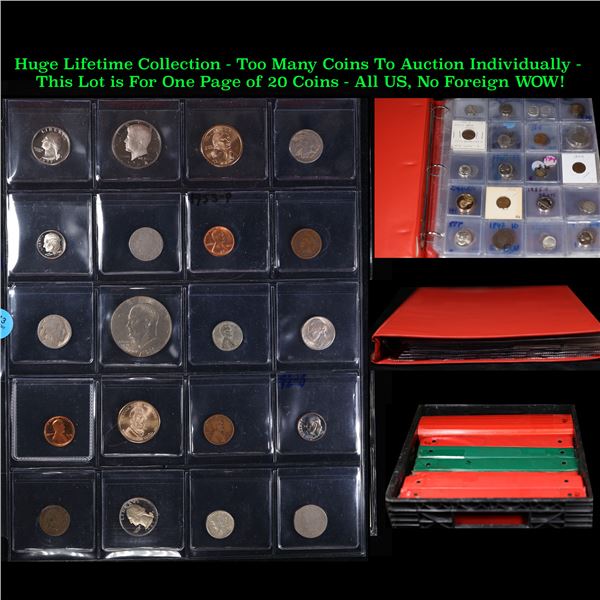 Huge Liifetime Collection - Too Many Coins To Auction Individually - This Lot is For One Page of 20 