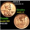 Image 1 : 1954-d Lincoln Cent 1c Grades GEM+ Unc RD