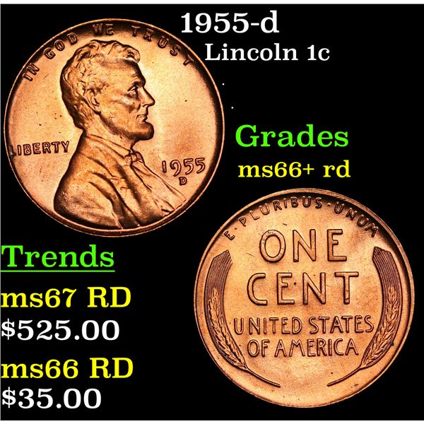 1955-d Lincoln Cent 1c Grades GEM++ RD