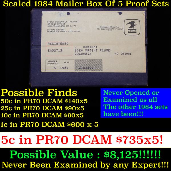 Original sealed box 5- 1984 United States Mint Proof Sets