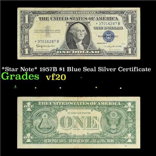 *Star Note* 1957B $1 Blue Seal Silver Certificate Grades vf, very fine