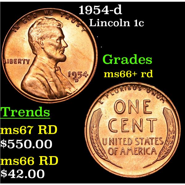 1954-d Lincoln Cent 1c Grades GEM++ RD
