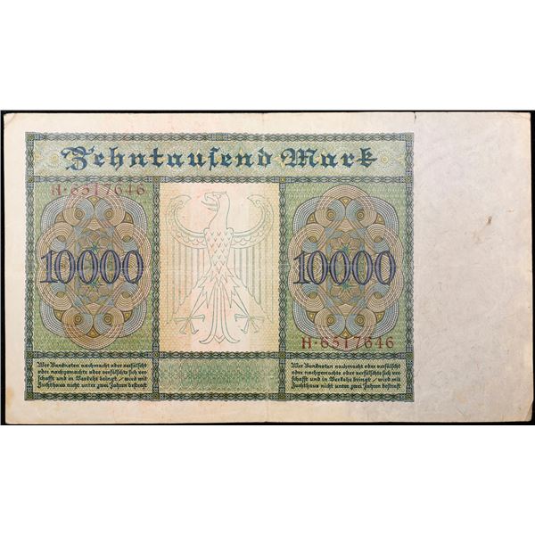 1922 Germany (Weimar) 10,000 Marks "Vampire" Post-WWI Hyperinflation Note P# 70 Grades Select AU