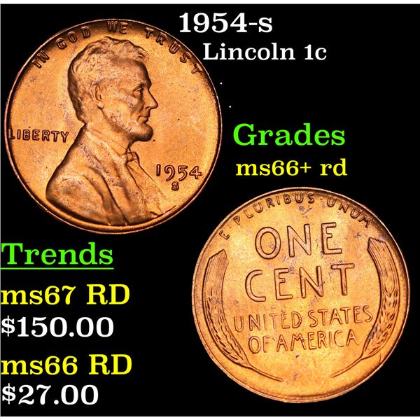 1954-s Lincoln Cent 1c Grades GEM++ RD