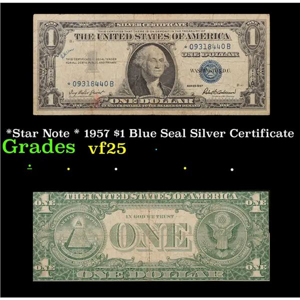 *Star Note * 1957 $1 Blue Seal Silver Certificate Grades vf+