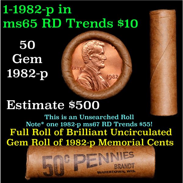 Shotgun Lincoln 1c roll, 1982-p 50 pcs Brandt Wrapper.