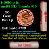 Image 1 : Shotgun Lincoln 1c roll, 1980-p 50 pcs Merchants Bank Wrapper.
