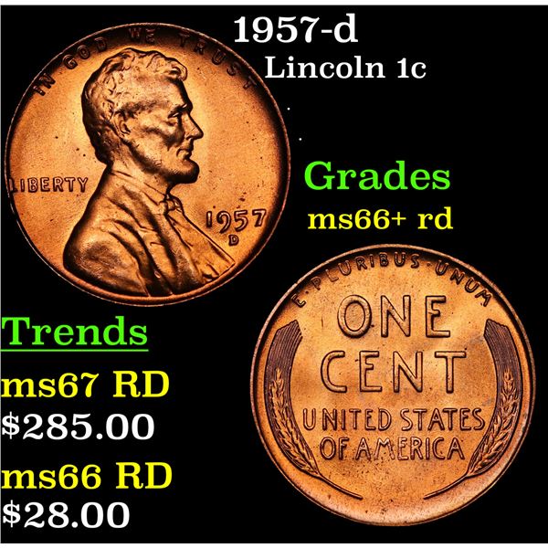 1957-d Lincoln Cent 1c Grades GEM++ RD