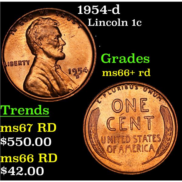 1954-d Lincoln Cent 1c Grades GEM++ RD