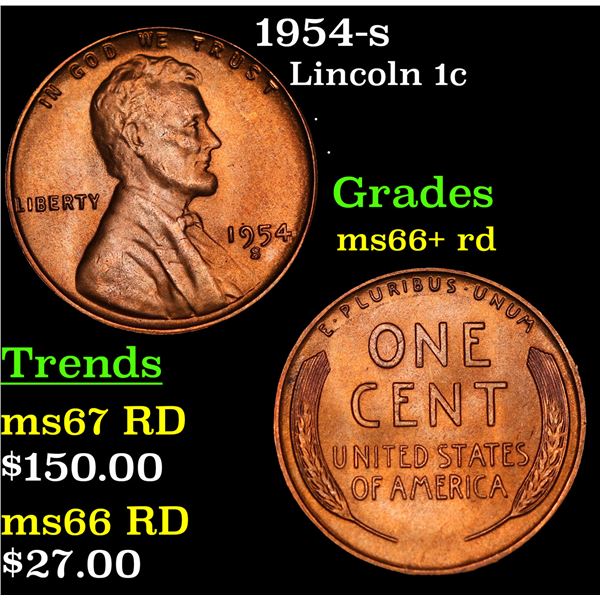 1954-s Lincoln Cent 1c Grades GEM++ RD