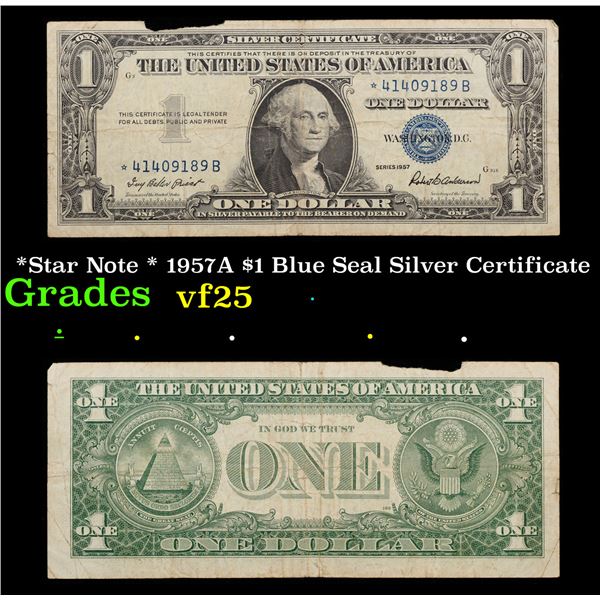 *Star Note * 1957A $1 Blue Seal Silver Certificate Grades vf+