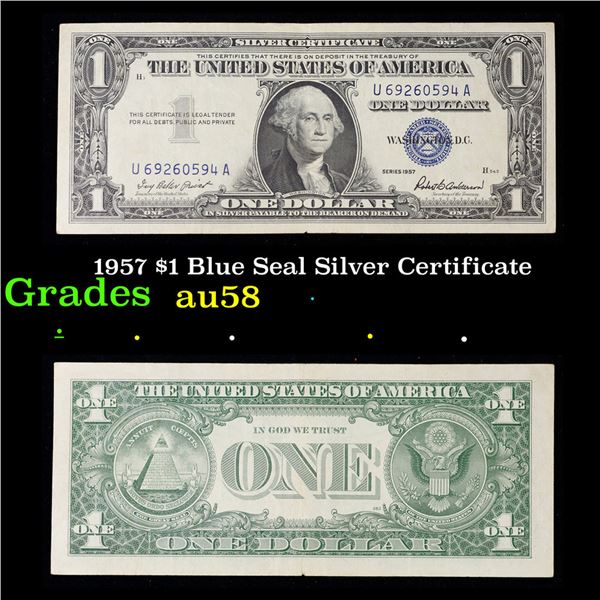 1957 $1 Blue Seal Silver Certificate Grades Choice AU/BU Slider