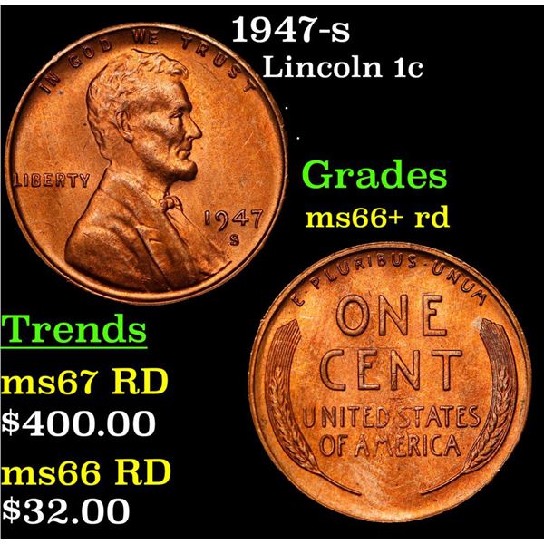 1947-s Lincoln Cent 1c Grades GEM++ RD