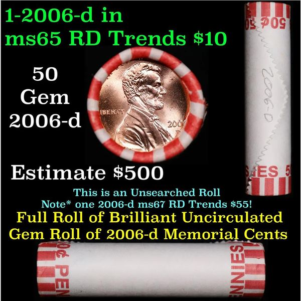 Shotgun Lincoln 1c roll, 2006-d 50 pcs Bank Wrapper.