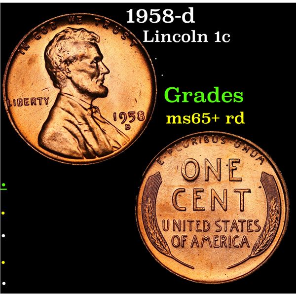 1958-d Lincoln Cent 1c Grades Gem+ Unc RD