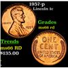 Image 1 : 1957-p Lincoln Cent 1c Grades GEM+ Unc RD