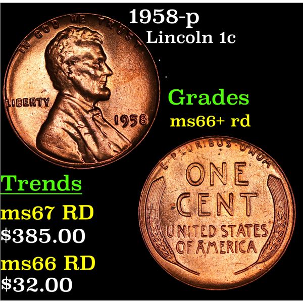 1958-p Lincoln Cent 1c Grades GEM++ RD
