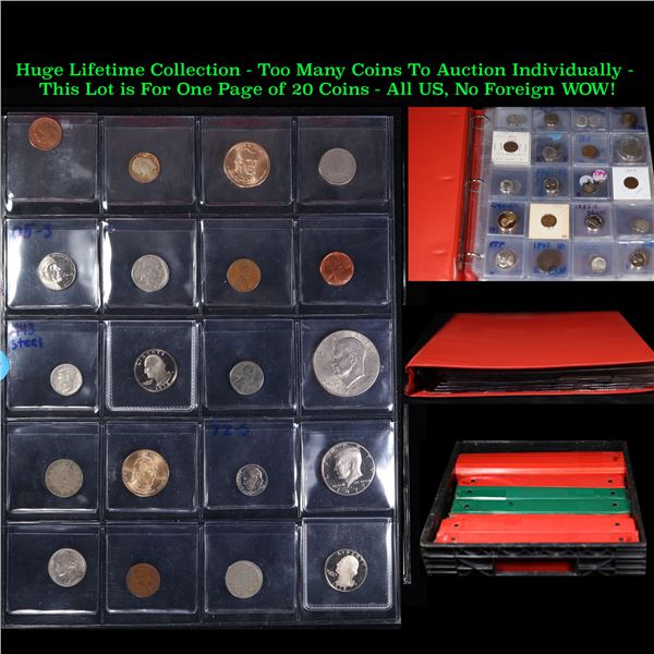 Huge Liifetime Collection - Too Many Coins To Auction Individually - This Lot is For One Page of 20 
