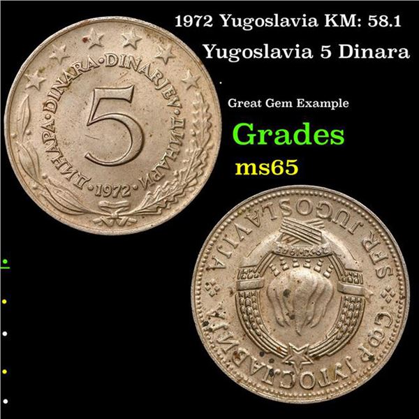 1972 Yugoslavia KM: 58.1 Grades GEM Unc