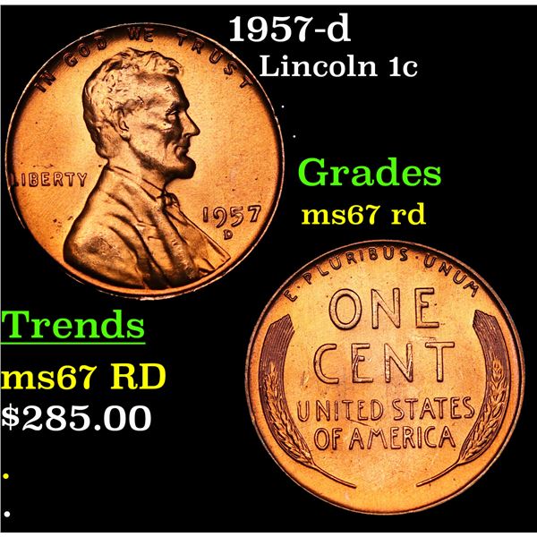 1957-d Lincoln Cent 1c Grades GEM++ Unc RD