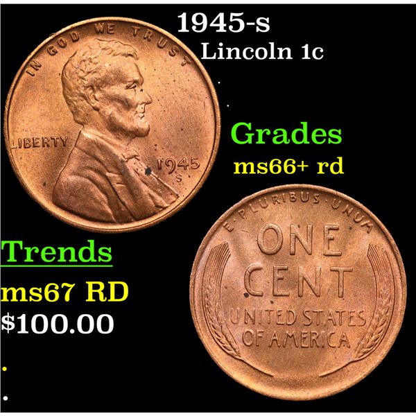 1945-s Lincoln Cent 1c Grades GEM++ RD