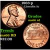 Image 1 : 1963-p Lincoln Cent 1c Grades GEM+ Unc RD