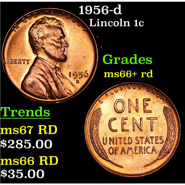 1956-d Lincoln Cent 1c Grades GEM++ RD