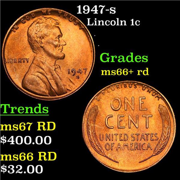 1947-s Lincoln Cent 1c Grades GEM++ RD