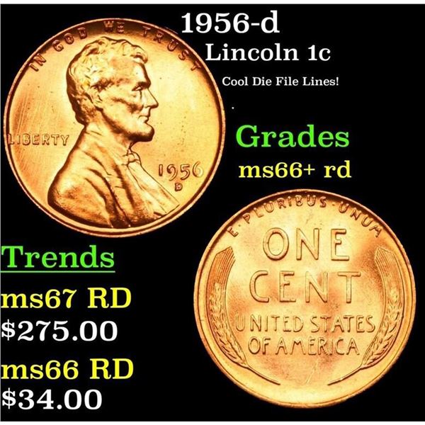 1956-d Lincoln Cent 1c Grades GEM++ RD