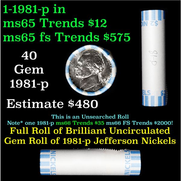Shotgun Jefferson 5c roll, 1981-p 40 pcs Bank Wrapper