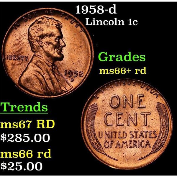 1958-d Lincoln Cent 1c Grades GEM++ RD