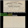 Image 1 : C.S.A. Aug 19th, 1861 $20 Intrest Note Grades Choice AU/BU Slider