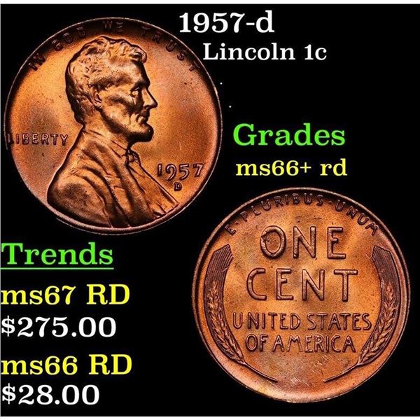 1957-d Lincoln Cent 1c Grades GEM++ RD